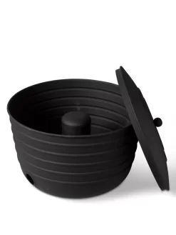 Matte Black Ribbed Hose Pot With Lid -Garden Care Shop 8611991 5868 tif