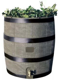 Round Rain Barrel With Planter, 35 Gallons 12 Round Rain Barrel With Planter, 35 Gallons -Garden Care Shop 8612856BK 08V tif
